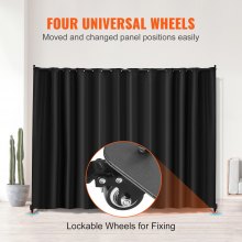 Room Divider Portable Panel Room Divider with Wheels Privacy Screen Black