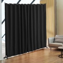 VEVOR Room Divider, 96×120inch Portable Panel Room Divider with Wheels Curtain Divider Stand, Room Divider Privacy Screen for Office, Bedroom, Dining Room, Study, Black