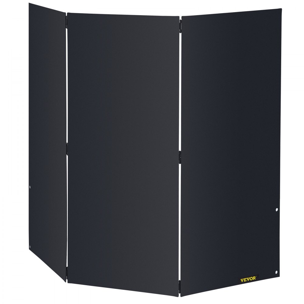 VEVOR Fireplace Screen, 47 x 34.3 Inch, 3-Panel Iron Freestanding Spark Guard with Support, Metal Craft, Broom Tong Shovel Poker Included, for Fireplace Decoration & Protection, Black