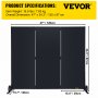 VEVOR Fireplace Screen, 47 x 34.3 Inch, 3-Panel Iron Freestanding Spark Guard with Support, Metal Craft, Broom Tong Shovel Poker Included, for Fireplace Decoration & Protection, Black