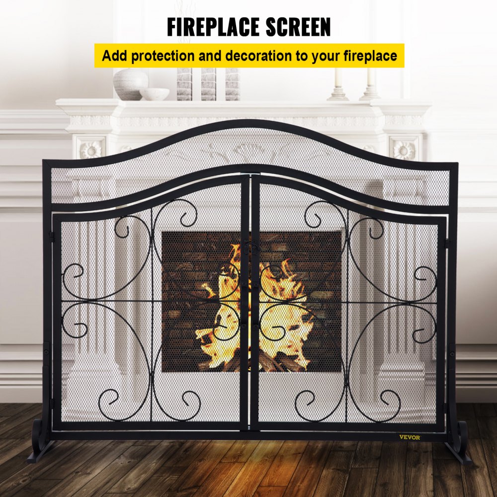 Fireplace Mesh Screen Curtain Heat Resistant Fireplace Spark Guard