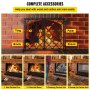 VEVOR Fireplace Screen, 39 x 31 Inch, Double Door Iron Freestanding Spark Guard with Support, Metal Mesh Craft, Broom Tong Shovel Poker Included for Fireplace Decoration & Protection, Black