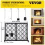 VEVOR Fireplace Screen, 39 x 31 Inch, Double Door Iron Freestanding Spark Guard with Support, Metal Mesh Craft, Broom Tong Shovel Poker Included for Fireplace Decoration & Protection, Black