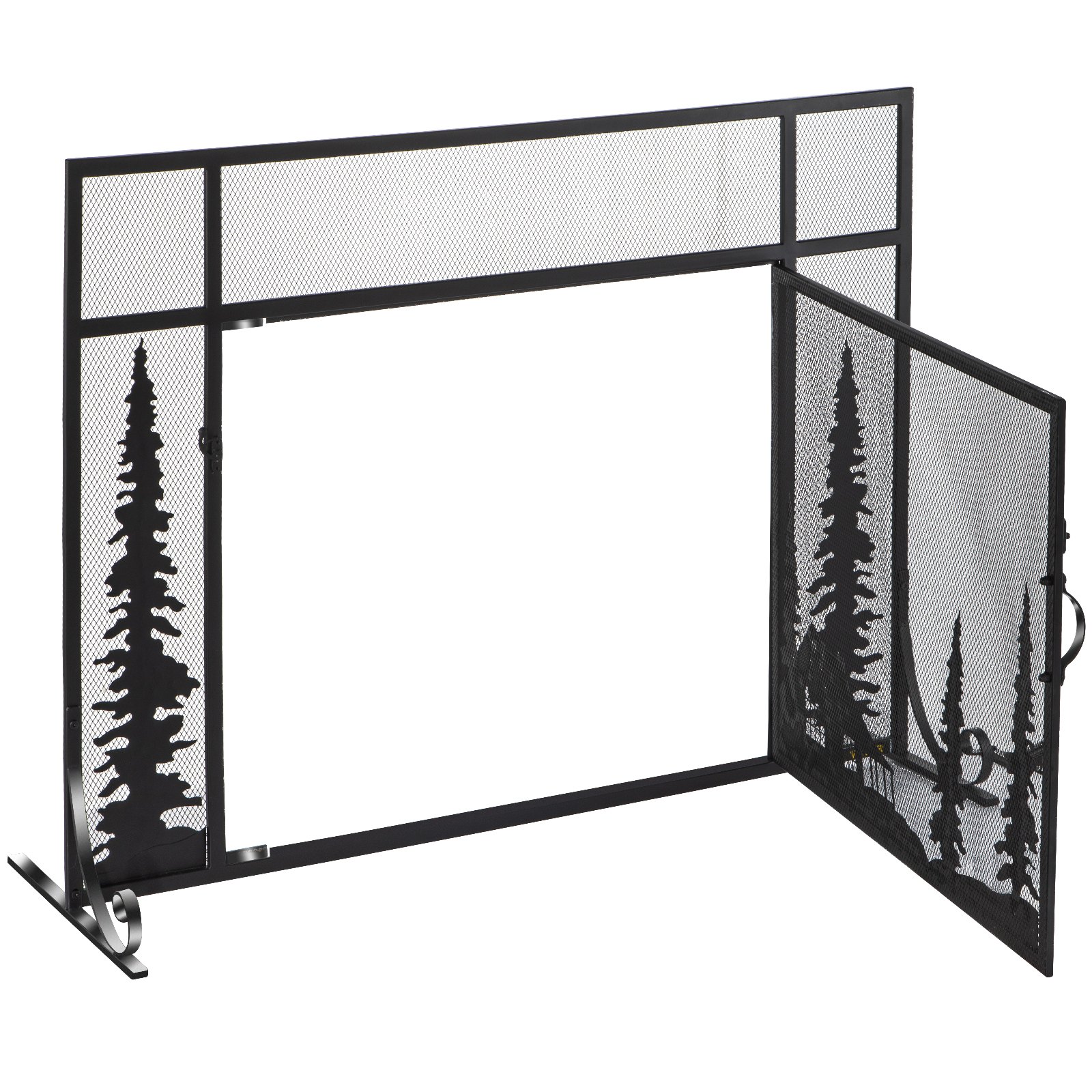 VEVOR Fireplace Screen, 44" Fireplace Screens Decorative, Black Solid Steel Fireplace Cover Screen, Iron Fireplace Screen with Single Door, Fireplace Guard with Heavy Duty Metal Mesh for Home Décor