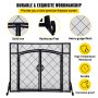 VEVOR Fireplace Screen, 44 x 33 Inch, Double Door Iron Freestanding Spark Guard with Support, Metal Mesh Craft, Broom Tong Shovel Poker Included for Fireplace Decoration & Protection, Black