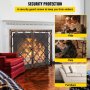 VEVOR Fireplace Screen, 39 x 31 Inch, Double Door Iron Freestanding Spark Guard with Support, Rustic Metal Mesh Craft, Broom Tong Shovel Poker Included for Fireplace Decoration & Protection, Copper