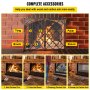 VEVOR Fireplace Screen, 39 x 31 Inch, Double Door Iron Freestanding Spark Guard with Support, Rustic Metal Mesh Craft, Broom Tong Shovel Poker Included for Fireplace Decoration & Protection, Copper