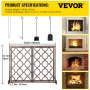 VEVOR Fireplace Screen, 39 x 31 Inch, Double Door Iron Freestanding Spark Guard with Support, Rustic Metal Mesh Craft, Broom Tong Shovel Poker Included for Fireplace Decoration & Protection, Copper