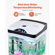 2 Gallon Fish Tank Aquarium LED Smart Square Clear Glass 7 Color Self Cleaning