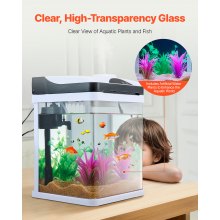 2 Gallon Fish Tank Aquarium LED Smart Square Clear Glass 7 Color Self Cleaning