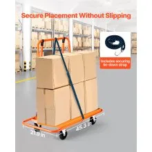 VEVOR Drywall Cart Dolly, 1800 lbs Load Capacity, Steel Panel Dolly with 4 Swivel Casters, Durable & Long-lasting, Panel Truck Cart with Tie-Down Strap for Plywood, Plasterboard, Glass, Orange