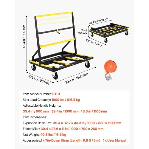 Kokkupandav kipsplaadikäru 816 kg, reguleeritav — pilt 7