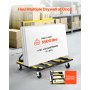 VEVOR Drywall Cart Dolly, 816 kg Load Capacity, Steel Panel Dolly with 4 Swivel Casters & Expandable Deck, Foldable Panel Truck Cart with Tie-Down Strap for Handling Plywood, Plasterboard, Glass