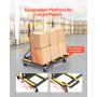 VEVOR Drywall Cart Dolly, 816 kg Load Capacity, Steel Panel Dolly with 4 Swivel Casters & Expandable Deck, Foldable Panel Truck Cart with Tie-Down Strap for Handling Plywood, Plasterboard, Glass