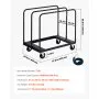 VEVOR Drywall Cart Dolly, 816 kg Load Capacity, Steel Panel Truck Cart with 12.5 mm Swivel Casters, Lumber Drywall Dolly with with Tie-Down Strap & 3 Side Handrails for Factory, Warehouse, Garage, Black