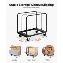 VEVOR Drywall Cart Dolly 816 kg Steel Panel Truck Cart with 3 Side Handrails