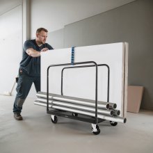 VEVOR Drywall Cart Dolly 816 kg Steel Panel Truck Cart with 3 Side Handrails