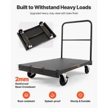 VEVOR Drywall Cart Dolly, 1800 lbs Load Capacity, 2-in-1 Steel Panel Truck Cart with 5 inch Swivel Casters, 36 x 24 inch Platform Truck with 3 Side Handrails for Factory, Warehouse, Garage, Black