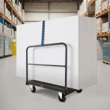 VEVOR Drywall Cart Dolly, 1800 lbs Load Capacity, 2-in-1 Steel Panel Truck Cart with 5 inch Swivel Casters, 36 x 24 inch Platform Truck with 3 Side Handrails for Factory, Warehouse, Garage, Black