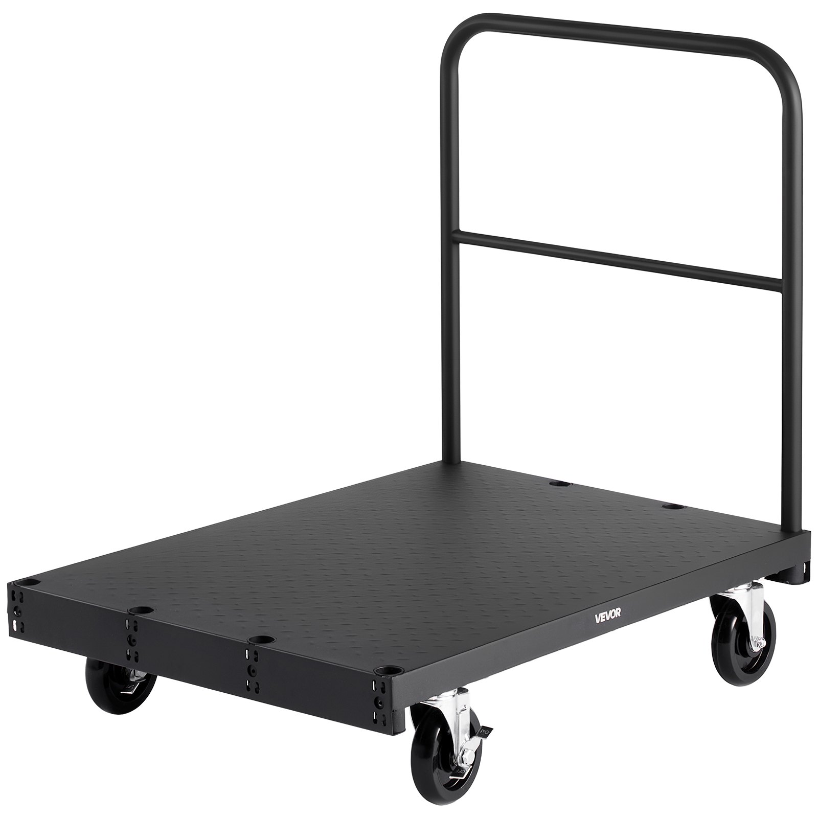 VEVOR Drywall Cart Dolly, 816 kg Load Capacity, 2-in-1 Steel Panel Truck Cart with 12.5 mm Swivel Casters, 91.4 x 61 cm Platform Truck with 3 Side Handrails for Factory, Warehouse, Garage, Black