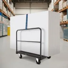 VEVOR Drywall Cart Dolly, 1800 lbs Load Capacity, 2-in-1 Steel Panel Truck Cart with 5 inch Swivel Casters, 36 x 24 inch Platform Truck with 4 Side Handrails for Factory, Warehouse, Garage, Black