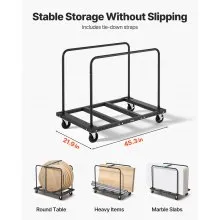 VEVOR Drywall Cart Dolly, 1800 lbs Load Capacity, Steel Panel Truck Cart with 5 inch Swivel Casters, Lumber Drywall Dolly with Tie-Down Strap & 2 Side Handrails for Factory, Warehouse, Garage, Black