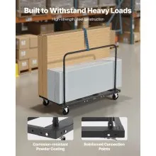 VEVOR Drywall Cart Dolly, 1800 lbs Load Capacity, Steel Panel Truck Cart with 5 inch Swivel Casters, Lumber Drywall Dolly with Tie-Down Strap & 2 Side Handrails for Factory, Warehouse, Garage, Black