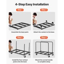 VEVOR Drywall Cart Dolly, 1800 lbs Load Capacity, Steel Panel Truck Cart with 5 inch Swivel Casters, Lumber Drywall Dolly with Tie-Down Strap & 2 Side Handrails for Factory, Warehouse, Garage, Black