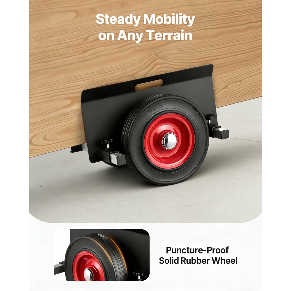 VEVOR Panel Dolly, 453.6 kg Load Capacity, Drywall Mover with 25 cm Rubber Wheels Fits Different Terrain, Adjustable Clamp Panel Cart for Steel Panels, Mattress, Doors and Drywall Sheet, Black