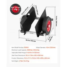 VEVOR Panel Dolly, 1000 lbs Load Capacity, Drywall Mover with 10 Inch Rubber Wheels Fits Different Terrain, Adjustable Clamp Panel Cart for Steel Panels, Mattress, Doors and Drywall Sheet, Black