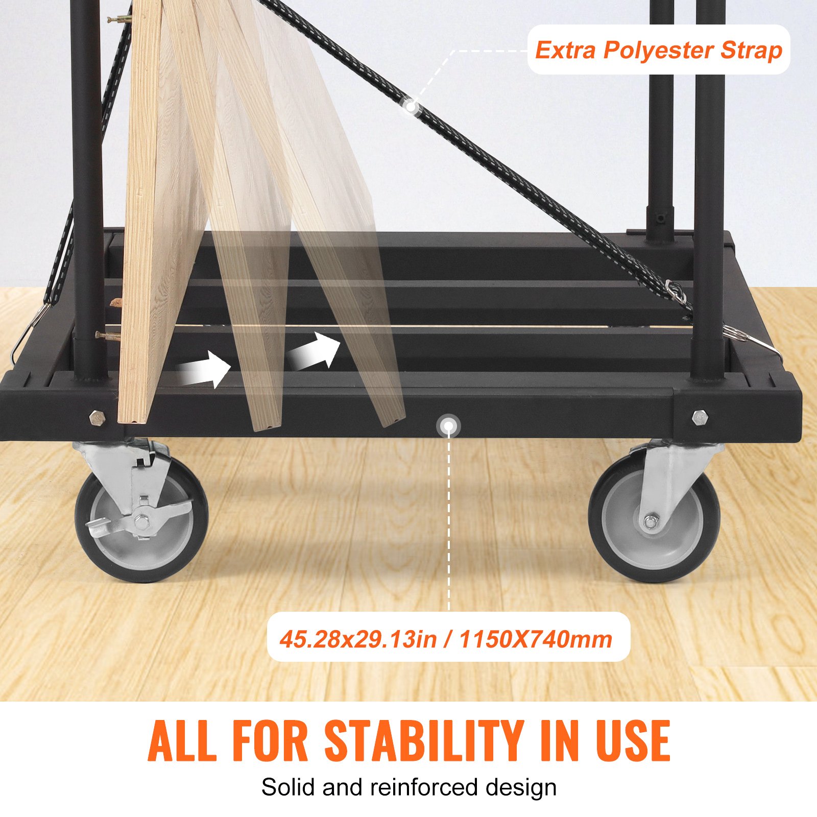 VEVOR Drywall Cart, 816.5 kg Panel Dolly Cart with 115 cm x 74 cm Deck and 12.7 cm Swivel Wheels, Heavy-Duty Drywall Sheet Cart, Handling Wall Panel, Sheetrock, Lumber, for Garage, Home, Warehouse