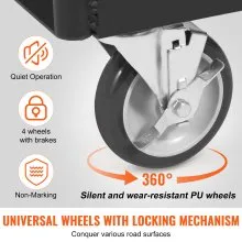 VEVOR Drywall Cart, 1500 LBS Panel Dolly Cart with 36.02" x 24.02" Deck and 5" Swivel Wheels, Heavy-Duty Drywall Sheet Cart, Handling Wall Panel, Sheetrock, Lumber, for Garage, Home, Warehouse