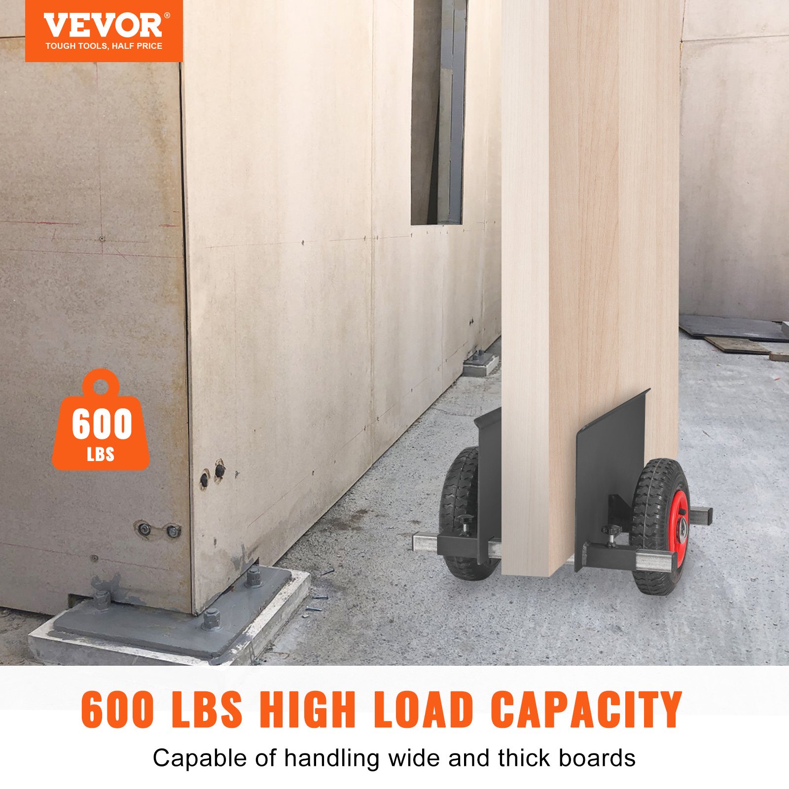 VEVOR Panel Dolly 600 lbs Drywall Door Cart Dolly with 8" Pneumatic Wheel