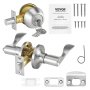 VEVOR Entry Door Locksets with Deadbolt, 5 Pack Satin Nickel Entry Lever and Single Cylinder Deadbolt, Keyed Alike Combo Pack, Fit for 1-3/8" to 1-3/4" Door Thickness, for Entrance and Front Door