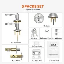 Entry Door Locksets with Deadbolt 5 Pack Keyed Alike Satin Nickel Lever