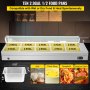 VEVOR 110V Bain Marie Food Warmer 10 Pan x 1/2 GN，Food Grade Stainelss Steel Commercial Food Steam Table 6-Inch Deep, 1500W Electric Countertop Food Warmer 110 Quart with Tempered Glass Shield