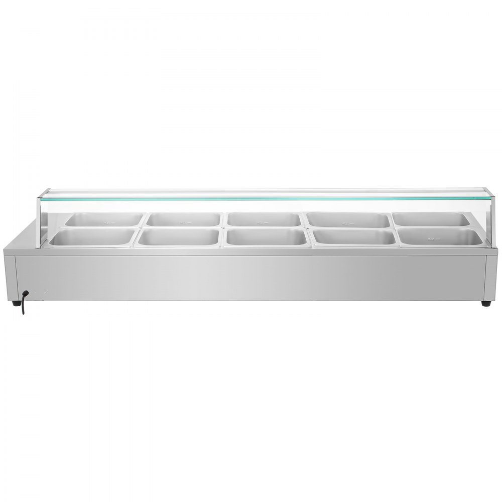 VEVOR Commercial Food Warmer Bain Marie 10x1/2GN 15cm Deep Buffet Pan 2000W