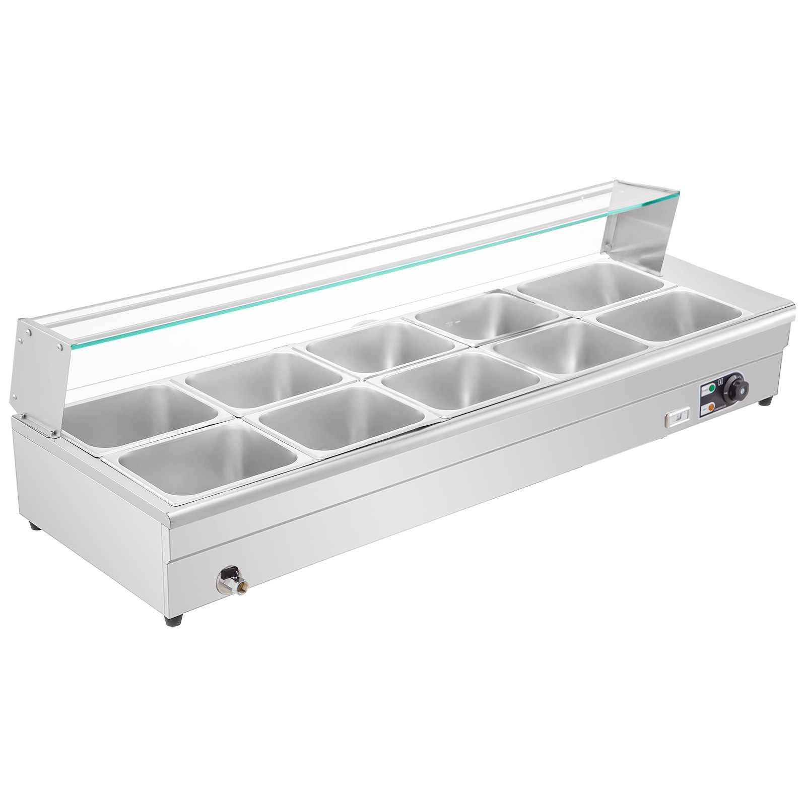 VEVOR Commercial Food Warmer Bain Marie 10x1/2GN 15cm Deep Buffet Pan 2000W