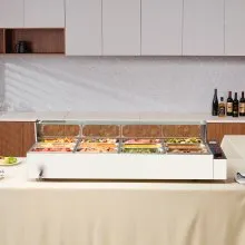 VEVOR 12-Pan Commercial Electric Food Warmer Countertop Buffet 12*8Qt with Glass Shield