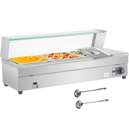 VEVOR Commercial Food Warmer Bain Marie Buffet Tray 3 Pans 325x265x150mm 1500W