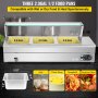 VEVOR Commercial Food Warmer Bain Marie Buffet Tray 3 Pans 325x265x150mm 1500W
