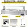 Commercial Food Warmer 4 x 1/2GN Bain Marie Electric Buffet Pan Stainless Steel