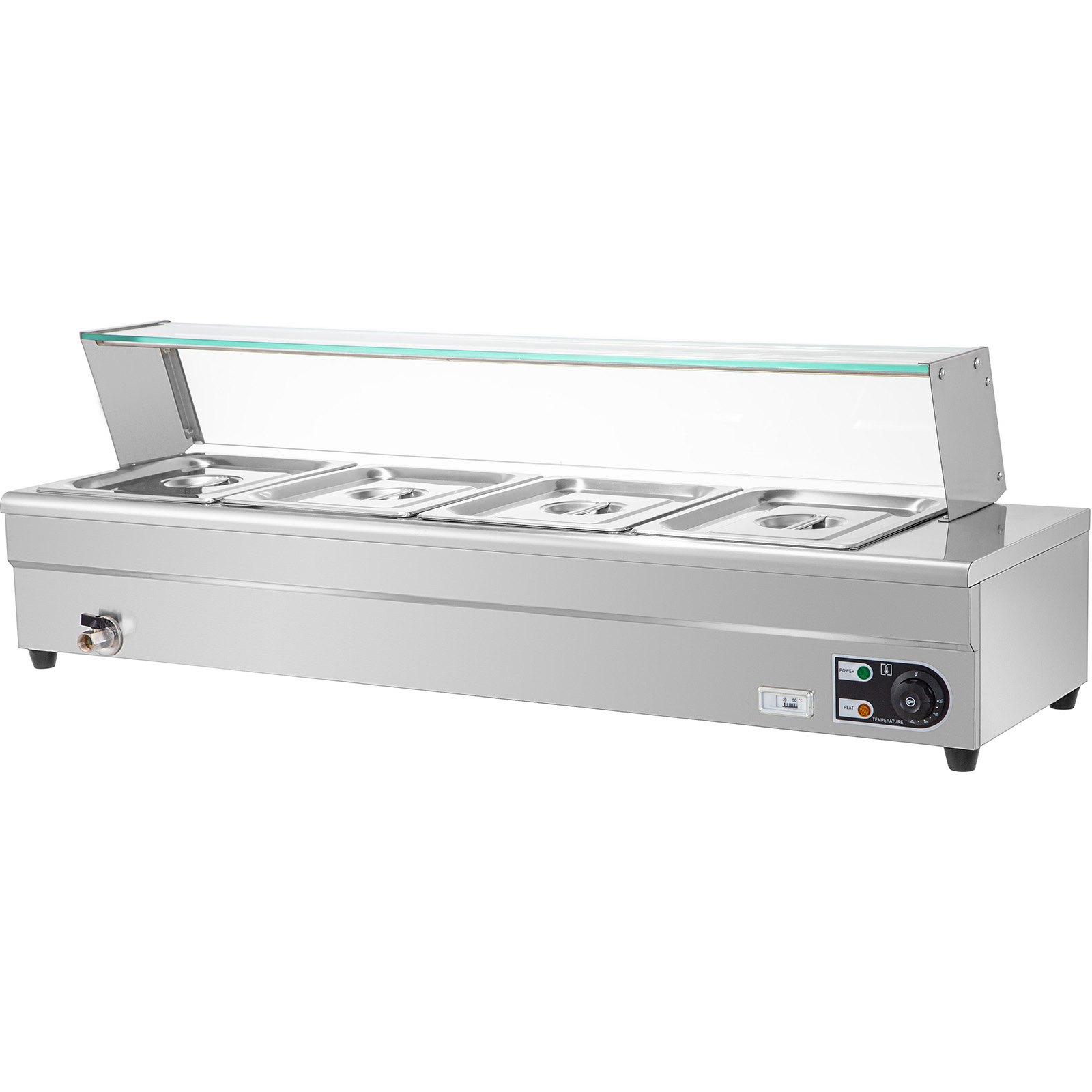 Commercial Food Warmer 4 x 1/2GN Bain Marie Electric Buffet Pan Stainless Steel