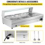 Electric Bain Marie 6 Pan Gastronorm Pans Stainless Steel Hot Food Display