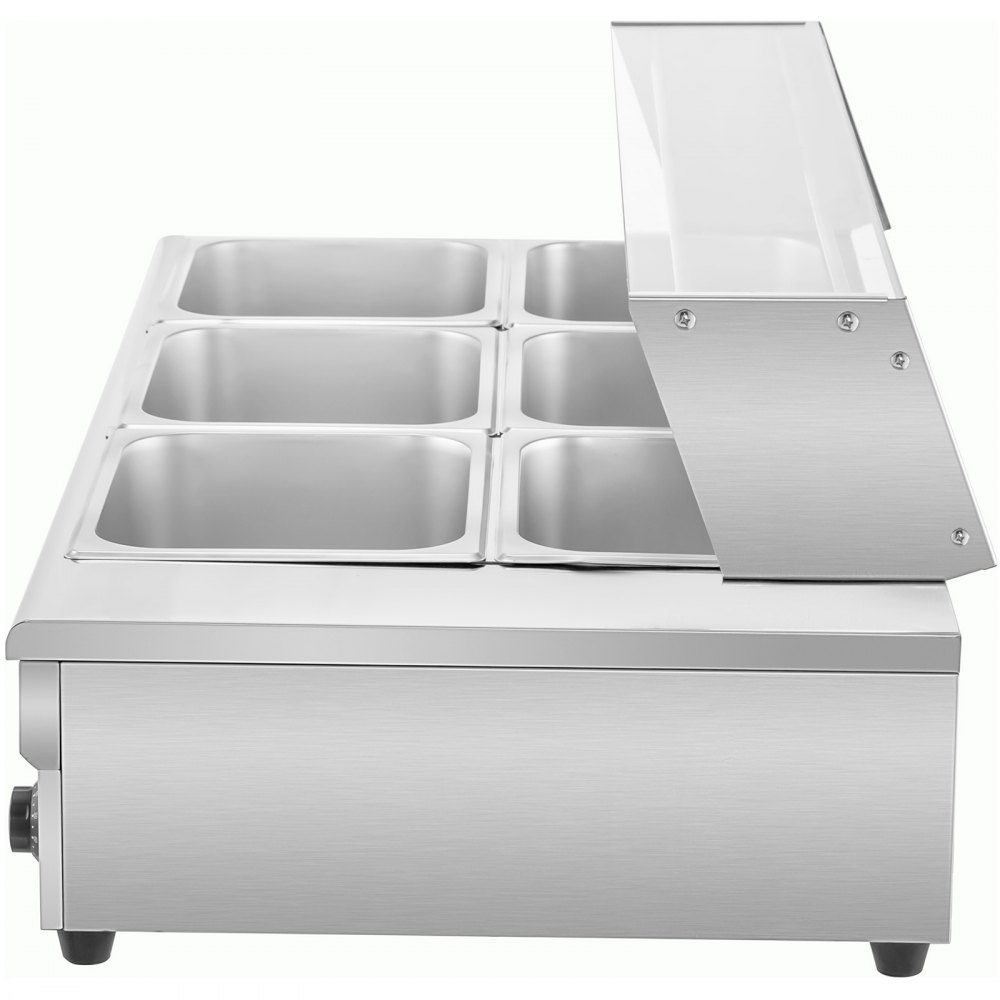 VEVOR Commercial Food Warmer Bain Marie Electric Buffet Pan 6x1/2GN 15cm Deep