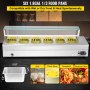 VEVOR 6 Pan Bain Marie Food Warmer 6-Inch Deep, 110V Food Grade Stainelss Steel Commercial Food Steam Table, 1500W Electric Countertop Food Warmer 42 Quart with Tempered Glass Shield