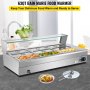 VEVOR 110V Bain Marie Food Warmer 9 Pan x 1/3 GN, Food Grade Stainelss Steel Commercial Food Steam Table 6-Inch Deep, 1500W Electric Countertop Food Warmer 63 Quart with Tempered Glass Shield