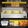 VEVOR 110V Bain Marie Food Warmer 9 Pan x 1/3 GN, Food Grade Stainelss Steel Commercial Food Steam Table 6-Inch Deep, 1500W Electric Countertop Food Warmer 63 Quart with Tempered Glass Shield
