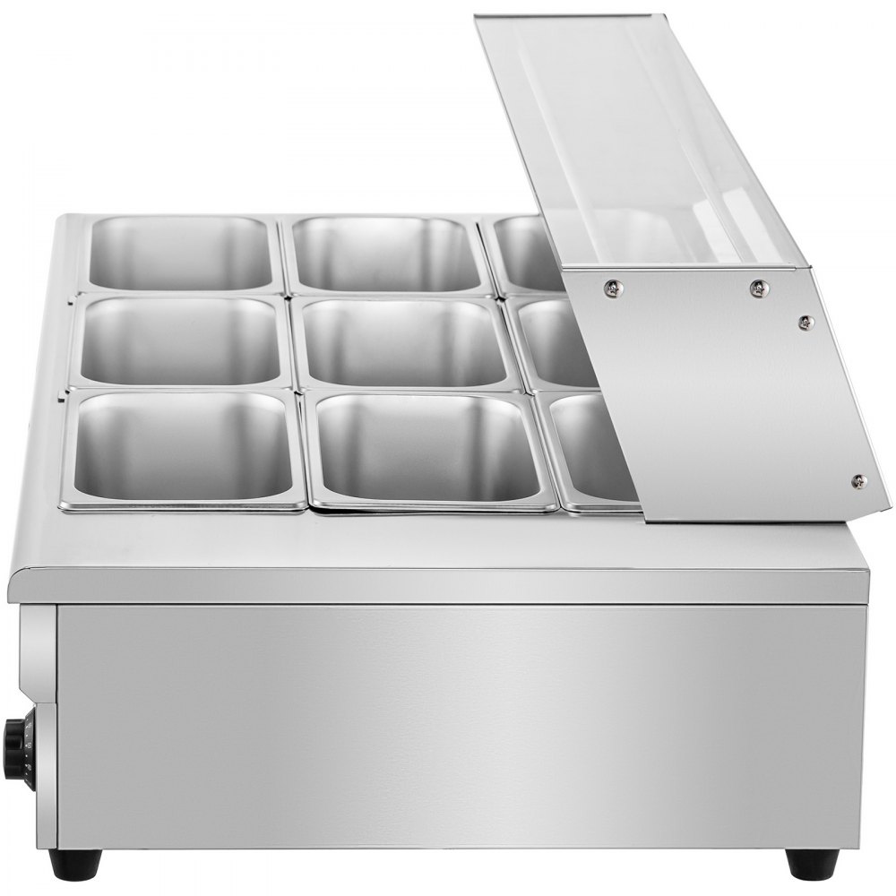 VEVOR Bain Marie 9 x 1/3GN Commercial Electric Food Warmer 15cm-Deep Buffet