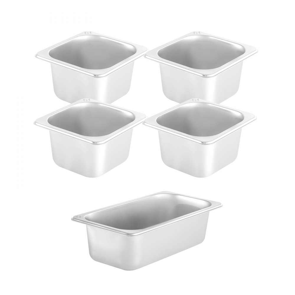 VEVOR Refrigerated Condiment Prep Station, 40-Inch, 7.8Qt Sandwich Prep Table with 1 1/3 Pan & 4 1/6 Pans, 150W Salad Bar with 304 Stainless Body Tempered Glass Shield Digital Temp Display Auto Defros